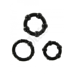 Sada 3 erekčních kroužků v černé barvě - Stay Hard Three Rings