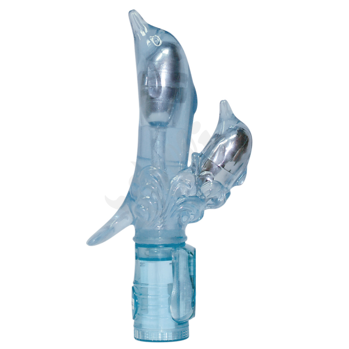 Modrý vibrátor delfín s klit. drážděním - Double Dolphin