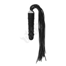 Černý bič Black Whip with Realistic Silicone Dildo - Black