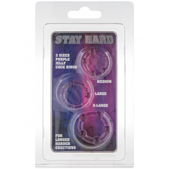 Sada 3 růžových erekčních kroužků - Stay Hard Three Rings