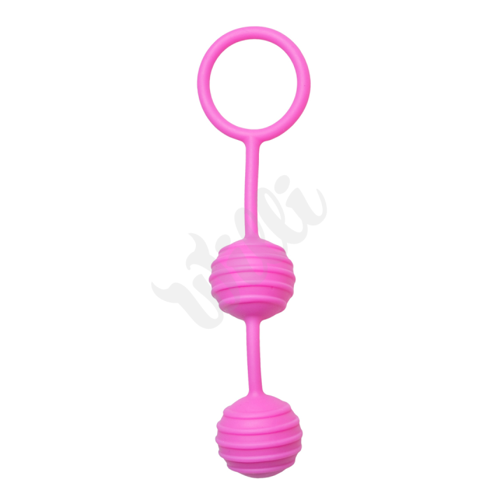 Venušiny kuličky Easytoys Horizontal Ribbed Geisha Balls - Pink