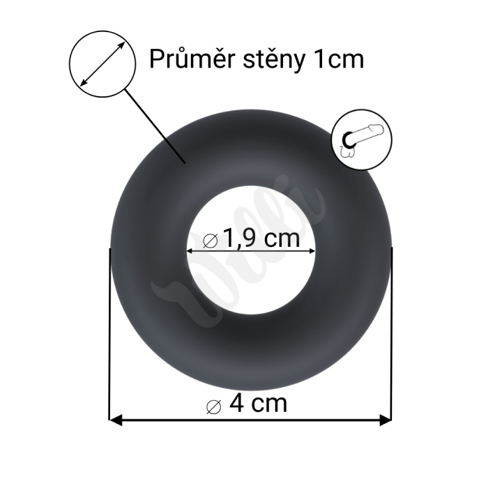 Erekční kroužek Solid Silicone Cockring - XS - Black