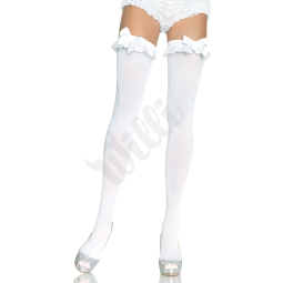 Bílé punčochy Opaque Thigh Highs With Bow