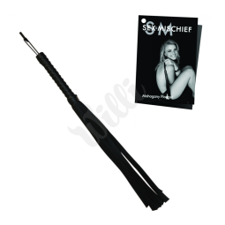 S&M Black Faux Leather Flogger - černý bič 61cm